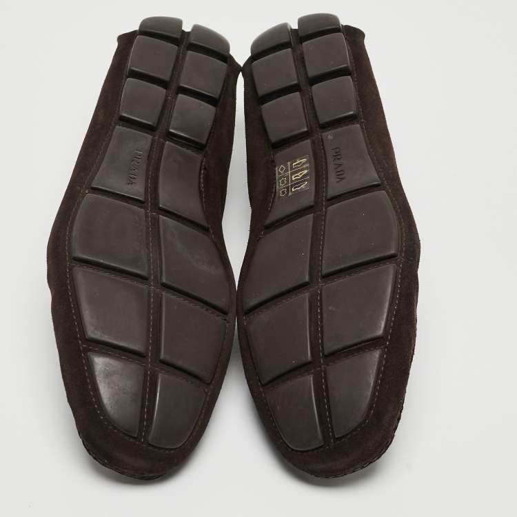 Pre Owned Prada Brown Suede Slip On Loafers Size 43