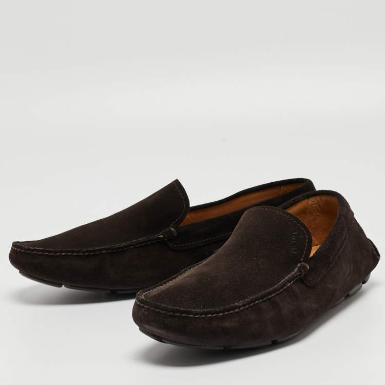 Pre Owned Prada Brown Suede Slip On Loafers Size 43
