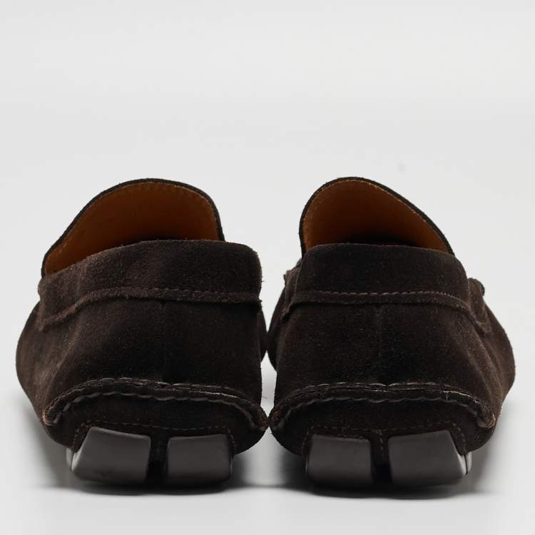 Pre Owned Prada Brown Suede Slip On Loafers Size 43