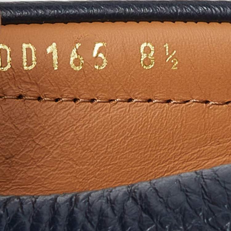 Pre Owned Prada Navy Blue Leather Penny Loafers Size 42.5