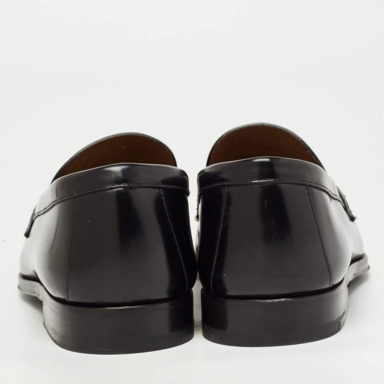 Pre Owned Prada Black Leather Penny Loafers Size 43