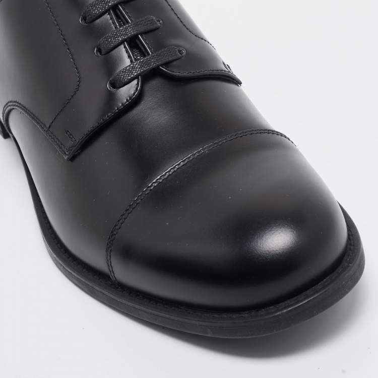 Pre Owned Prada Black Leather Lace Up Derby Size 40