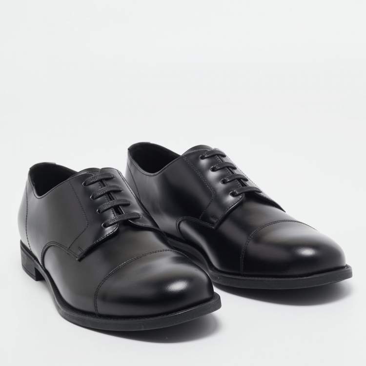 Pre Owned Prada Black Leather Lace Up Derby Size 40