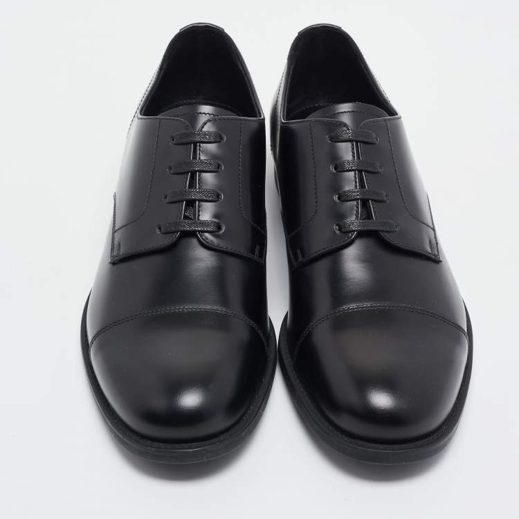 Pre Owned Prada Black Leather Lace Up Derby Size 40
