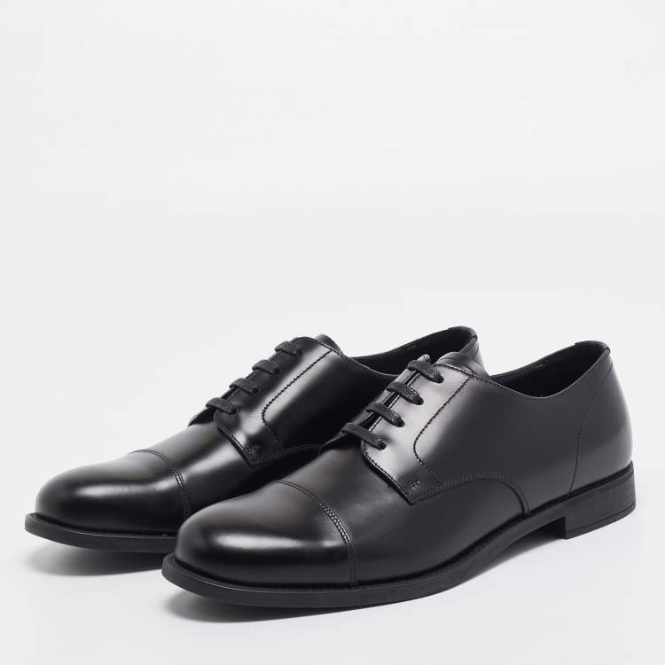 Pre Owned Prada Black Leather Lace Up Derby Size 40