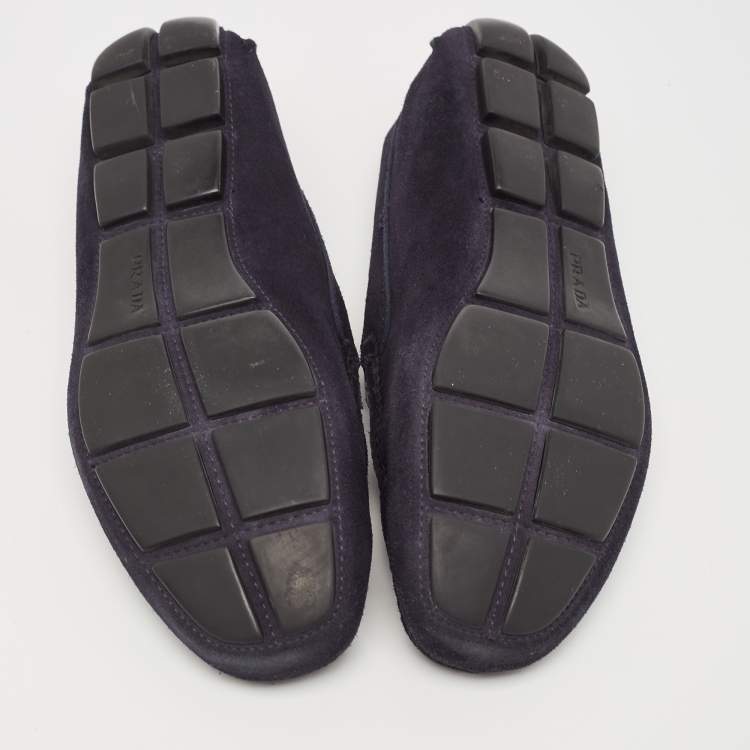 Pre Owned Prada Navy Blue Suede Slip On Loafers Size 41