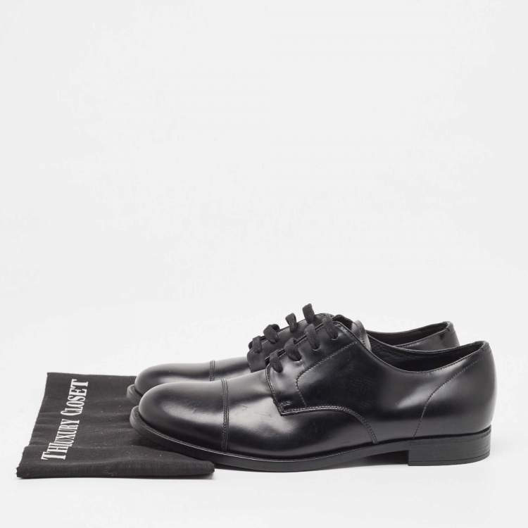 Pre Owned Prada Black Leather Lace Up Derby Size 41