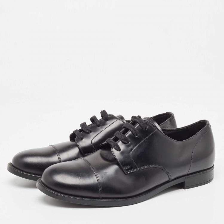 Pre Owned Prada Black Leather Lace Up Derby Size 41