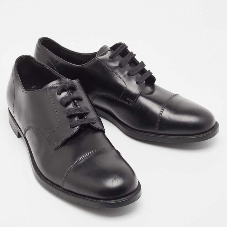 Pre Owned Prada Black Leather Lace Up Derby Size 41