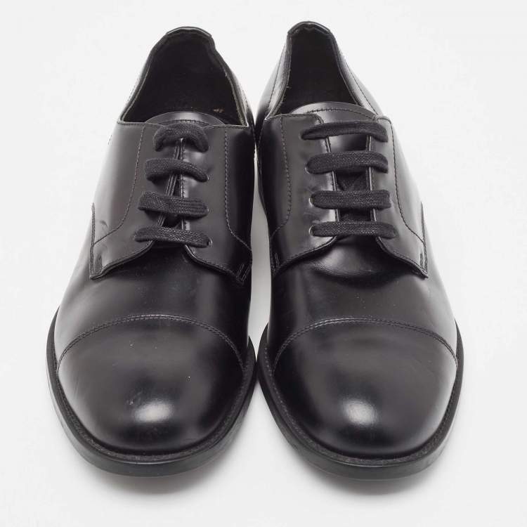 Pre Owned Prada Black Leather Lace Up Derby Size 41