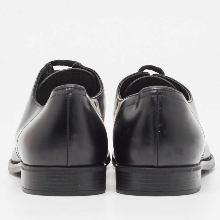 Pre Owned Prada Black Leather Lace Up Derby Size 41