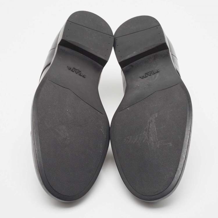 Pre Owned Prada Black Leather Lace Up Derby Size 41