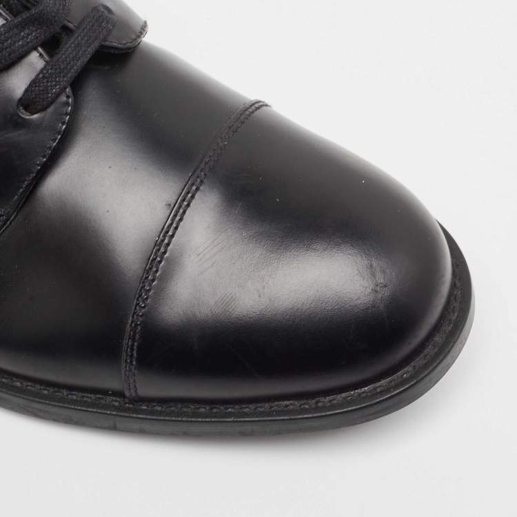 Pre Owned Prada Black Leather Lace Up Derby Size 41