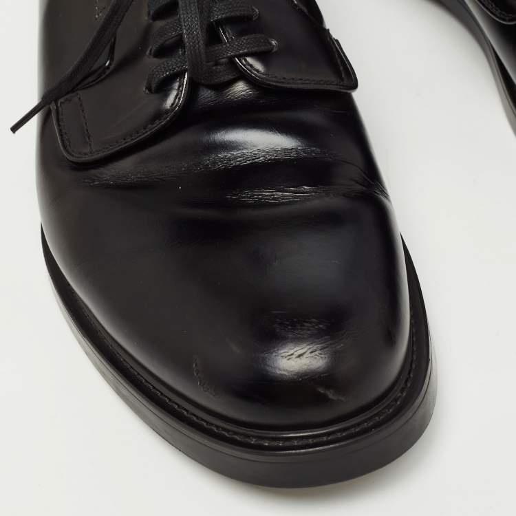 Pre Owned Prada Black Leather Lace Up Derby Size 42.5