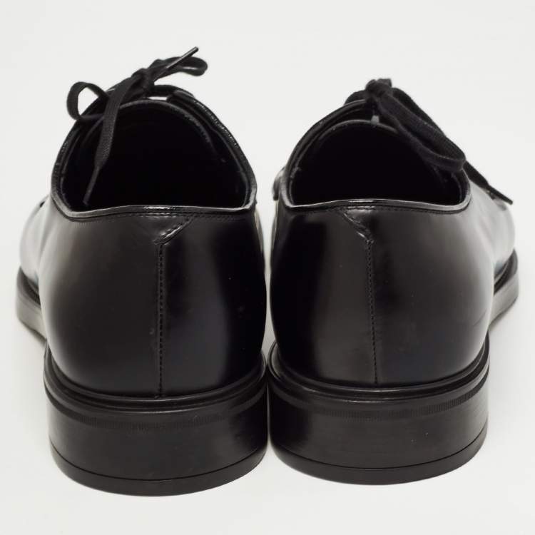 Pre Owned Prada Black Leather Lace Up Derby Size 42.5