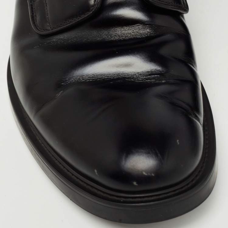 Pre Owned Prada Black Leather Lace Up Derby Size 41