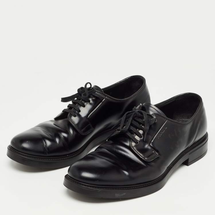 Pre Owned Prada Black Leather Lace Up Derby Size 41