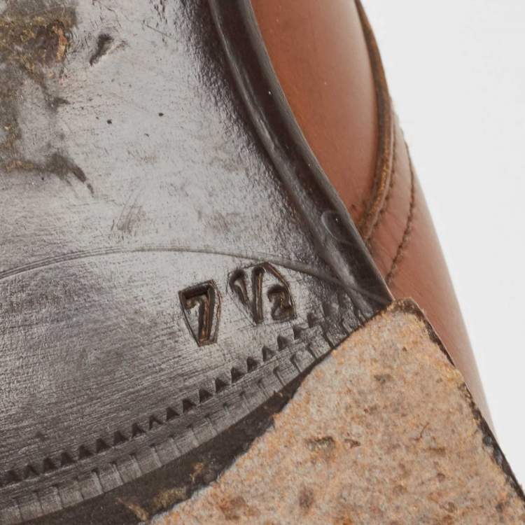 Pre Owned Prada Brown Leather Square Toe Derby Size 41.5