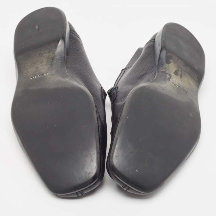 Pre Owned Prada Black Leather Slip On Loafers Size 43