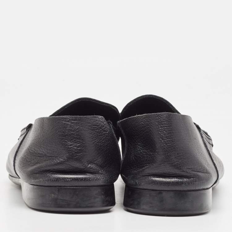 Pre Owned Prada Black Leather Slip On Loafers Size 43