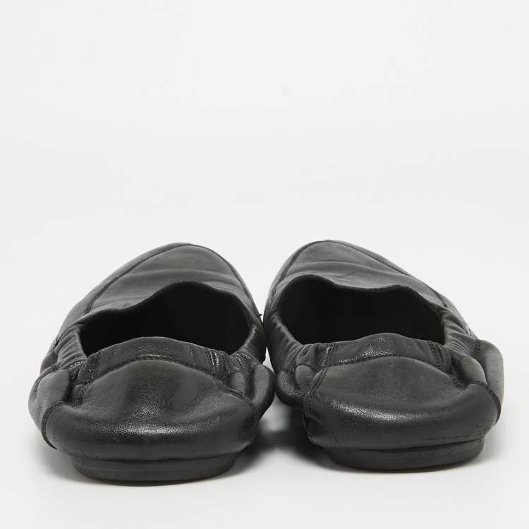 Pre Owned Prada Black Leather Scrunch Slip On Sneakers Size 44 