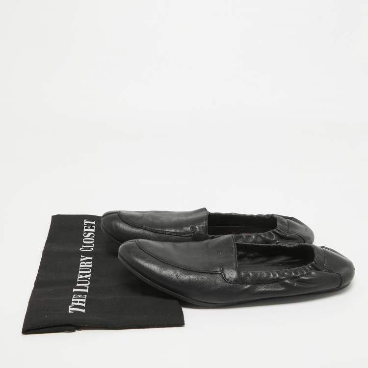 Pre Owned Prada Black Leather Scrunch Slip On Sneakers Size 44 
