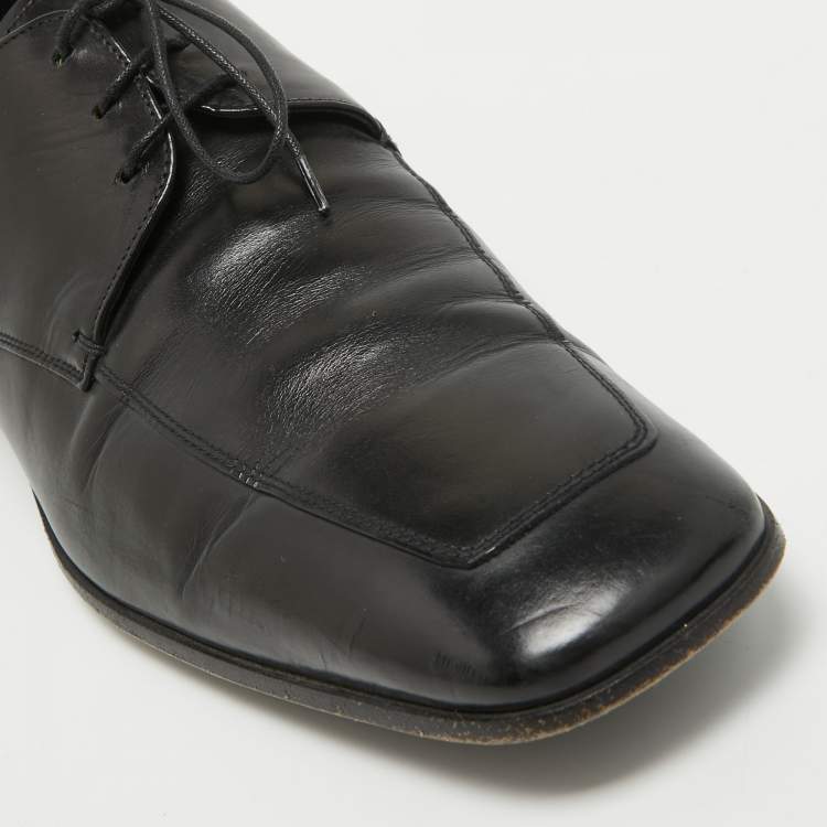 Pre Owned Prada Black Leather Lace Up Derby Size 43