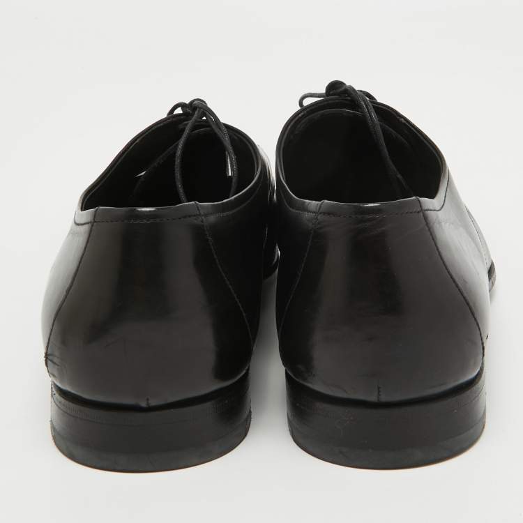 Pre Owned Prada Black Leather Lace Up Derby Size 43