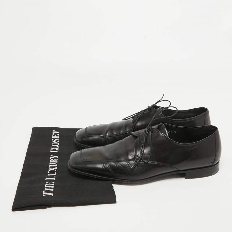Pre Owned Prada Black Leather Lace Up Derby Size 43