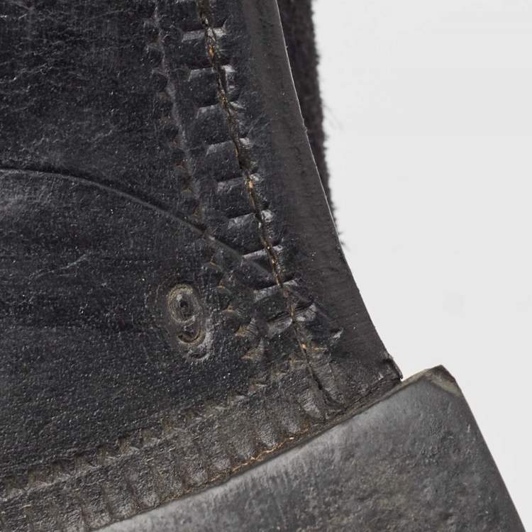 Pre Owned Prada Navy Blue Textured Suede Monk Derby Size 43