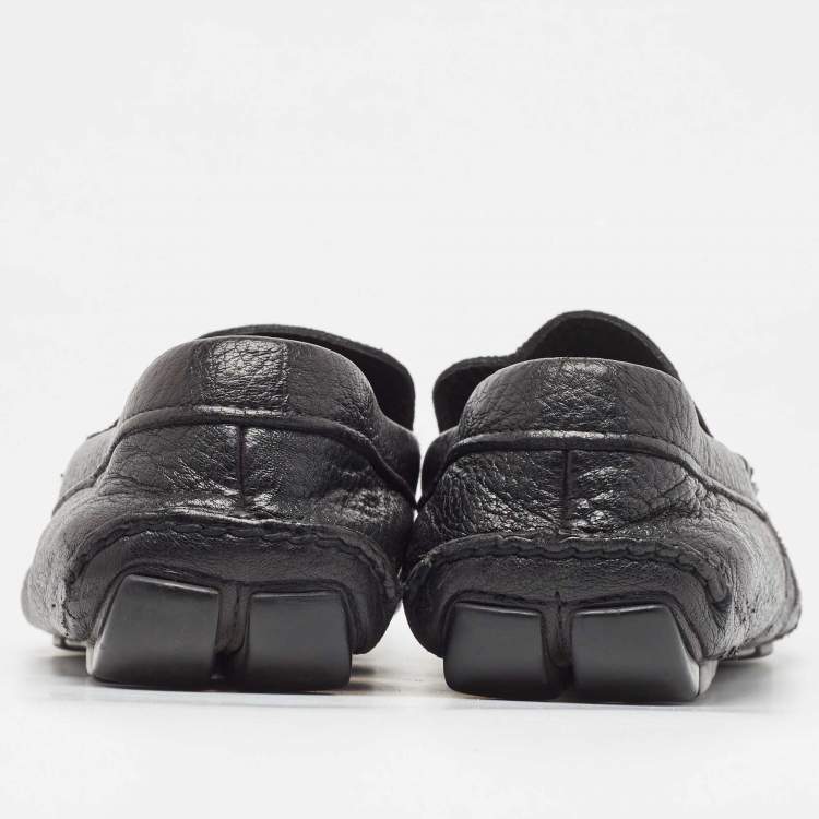Pre Owned Prada Black Leather Slip On Loafers Size 43