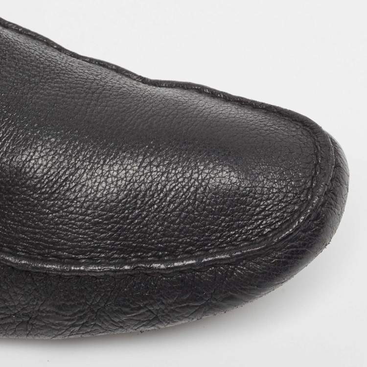 Pre Owned Prada Black Leather Slip On Loafers Size 43