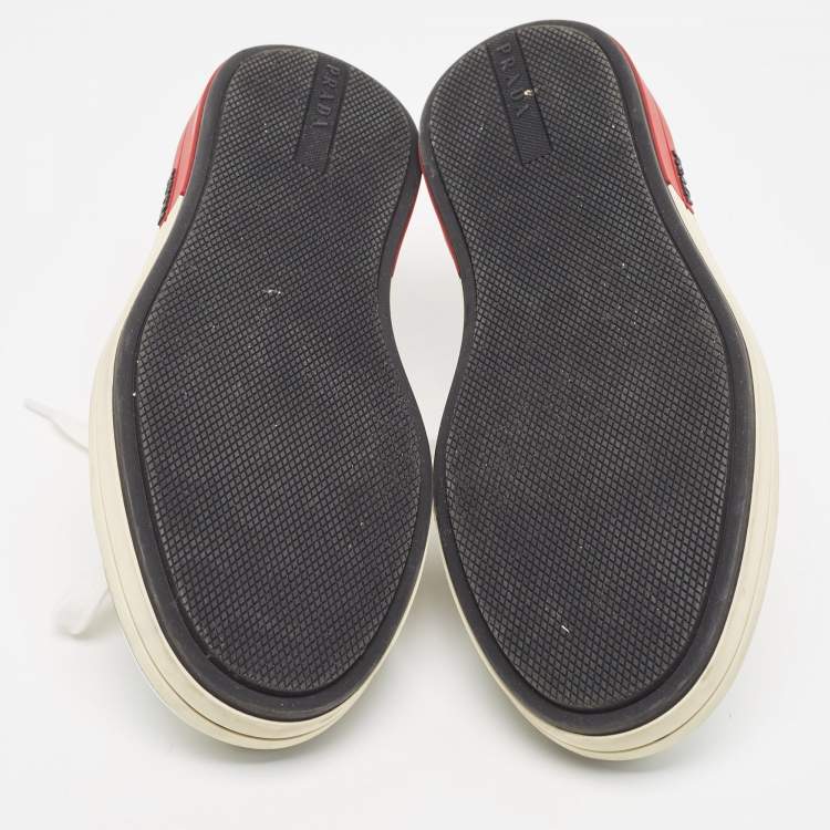 Pre Owned Prada White Leather Low Top Sneakers Size 41