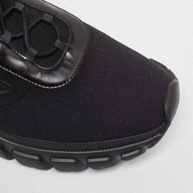 Pre Owned Prada Black Knit Fabric Lace Up Sneakers Size 43