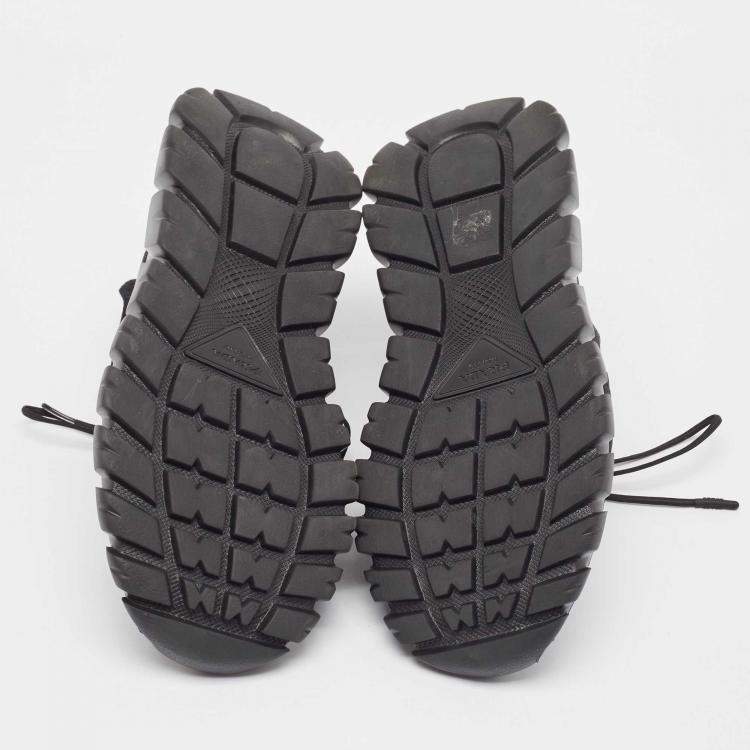 Pre Owned Prada Black Knit Fabric Lace Up Sneakers Size 43