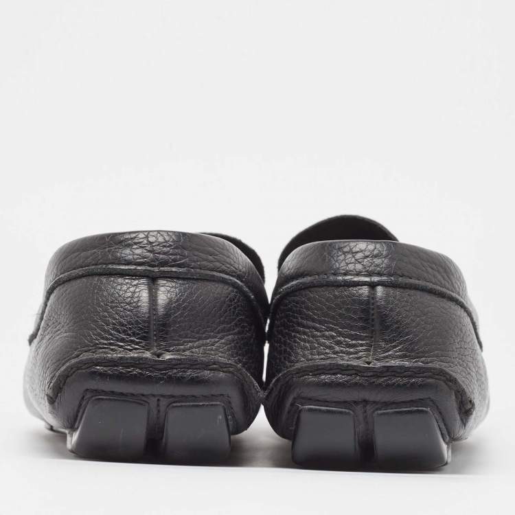 Pre Owned Prada Black Leather Slip On Loafers Size 42.5
