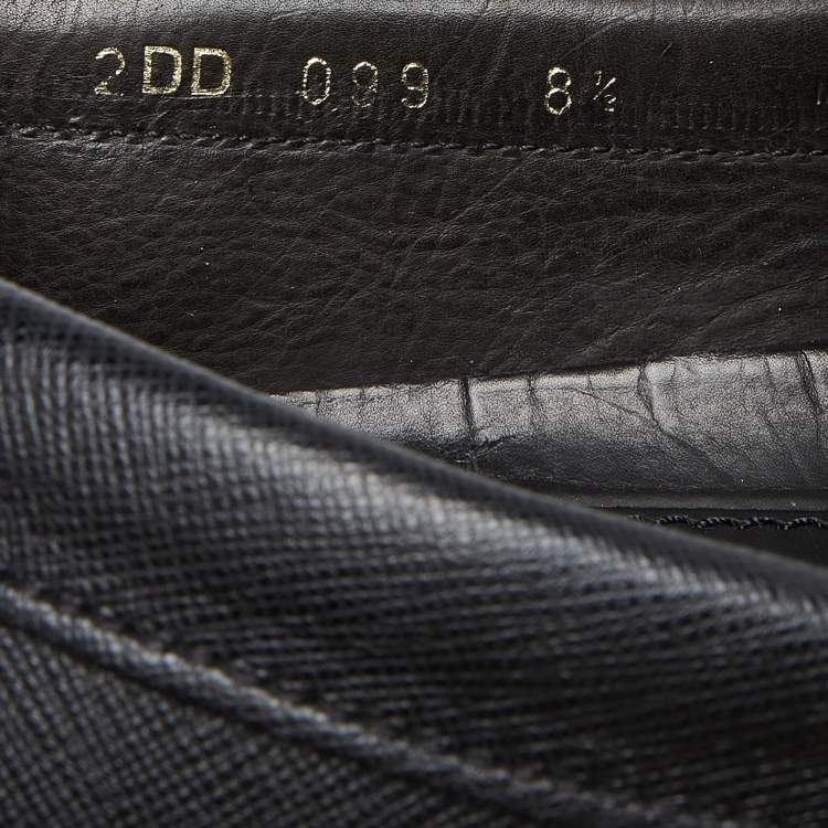 Pre Owned Prada Black Leather Slip On Loafers Size 42.5