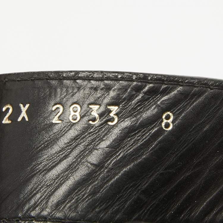 Pre Owned Prada Black Leather Crisscross Flat Slides Size 42