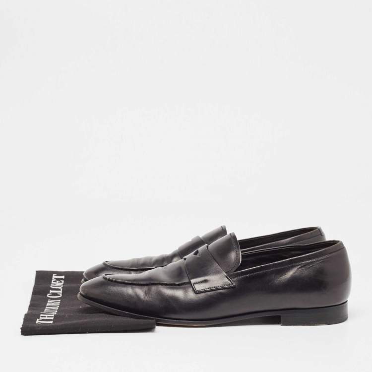 مملوكة مسبقًا Prada Black Leather Slip On Loafers Size 44