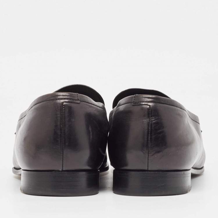 مملوكة مسبقًا Prada Black Leather Slip On Loafers Size 44