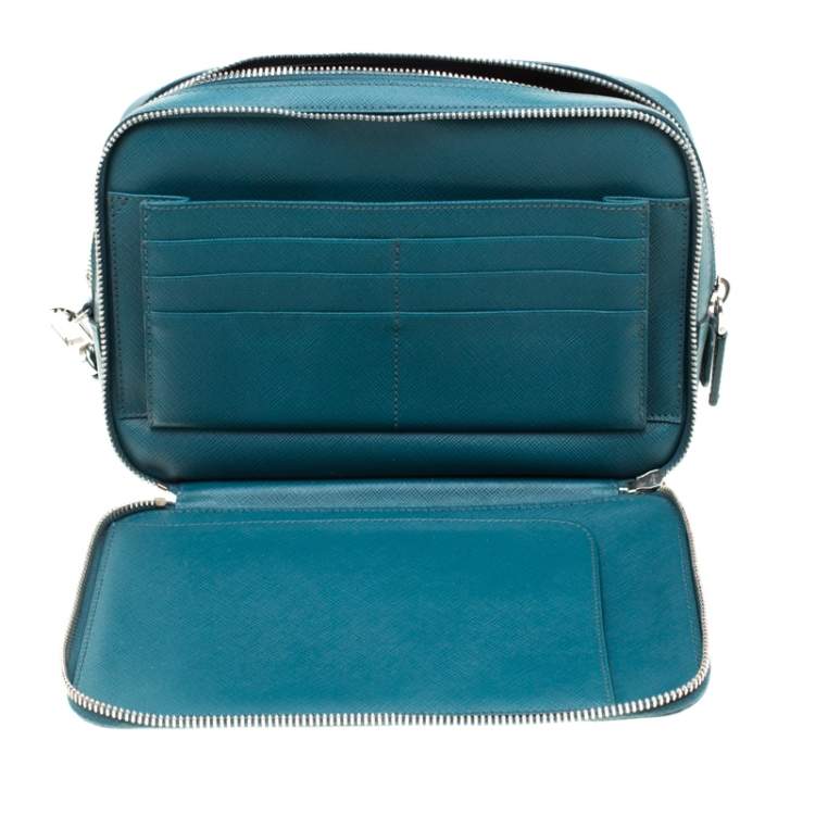 Pre Owned Prada Green Leather Travel Organizer 