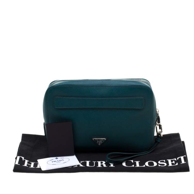 Pre Owned Prada Green Leather Travel Organizer 