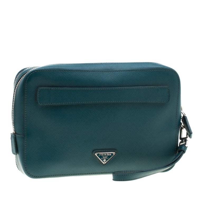 Pre Owned Prada Green Leather Travel Organizer 