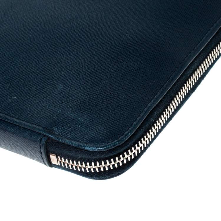 Pre Owned Prada Navy Blue Saffiano Leather Document Holder