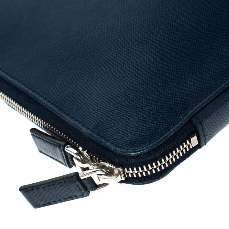 Pre Owned Prada Navy Blue Saffiano Leather Document Holder