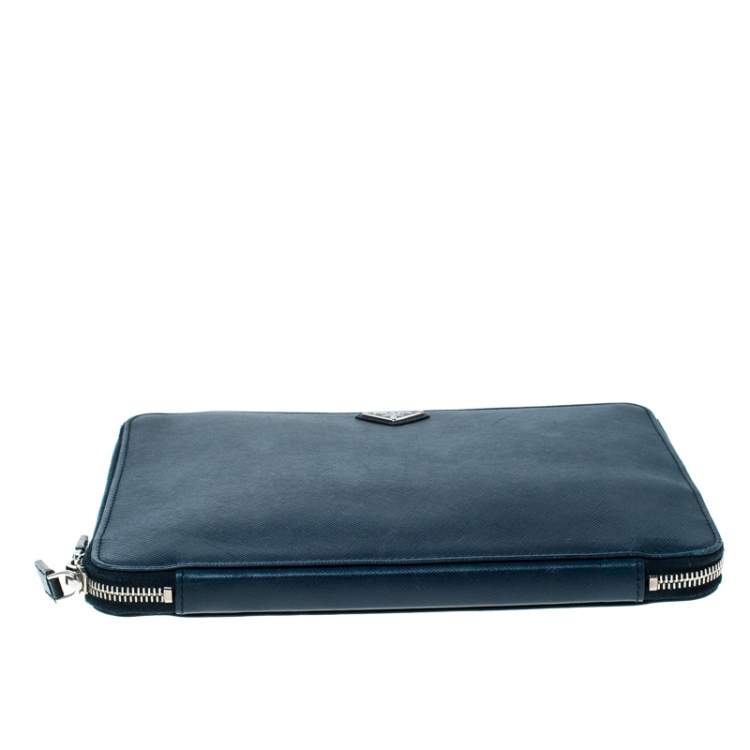 Pre Owned Prada Navy Blue Saffiano Leather Document Holder