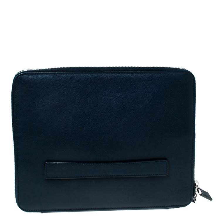 Pre Owned Prada Navy Blue Saffiano Leather Document Holder