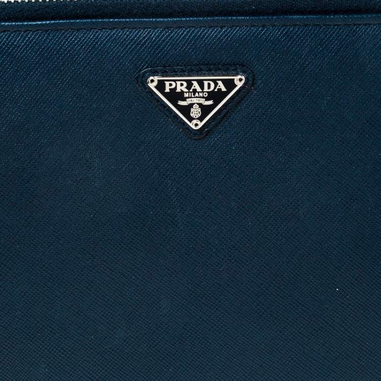 Pre Owned Prada Navy Blue Saffiano Leather Document Holder