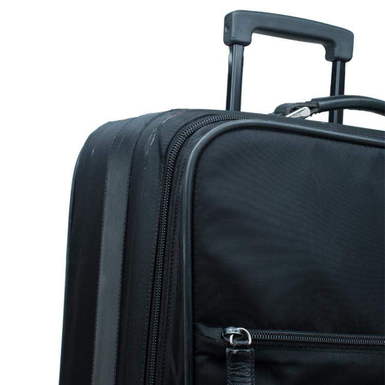 Pre Owned Prada Black Nylon Signature Rolling Suitcase