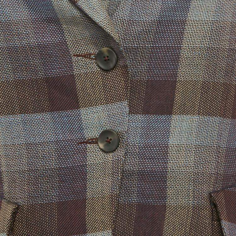 Pre Owned Qasimi Multicolor Plaid Wool Blend Single Breasted Blazer L 